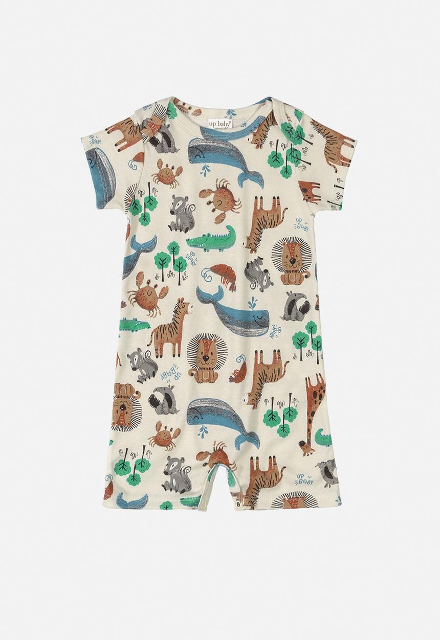 UP Baby - Soft jersey cotton printed romper - multi