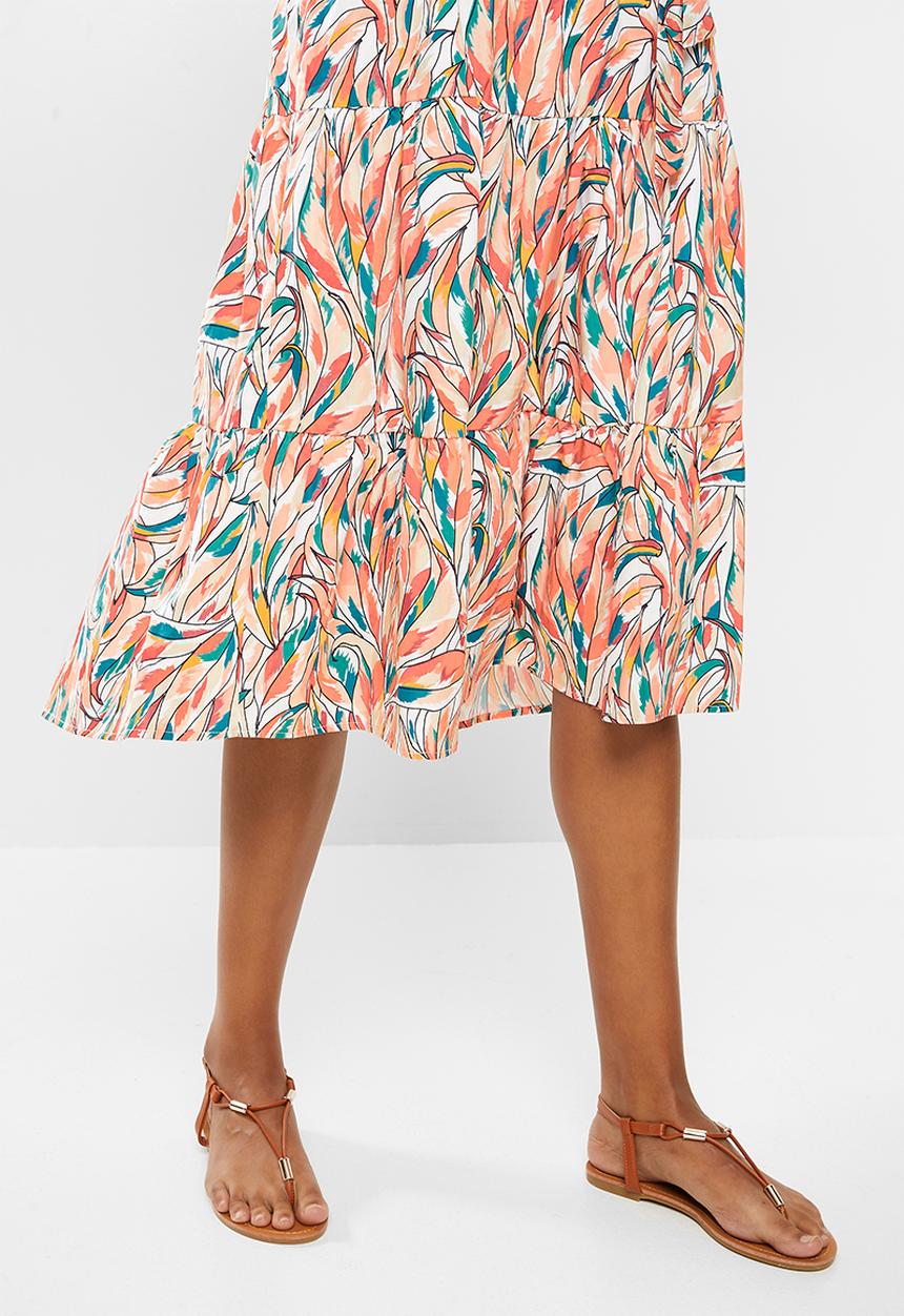edit - Cotton tiered shirt dress - multi 