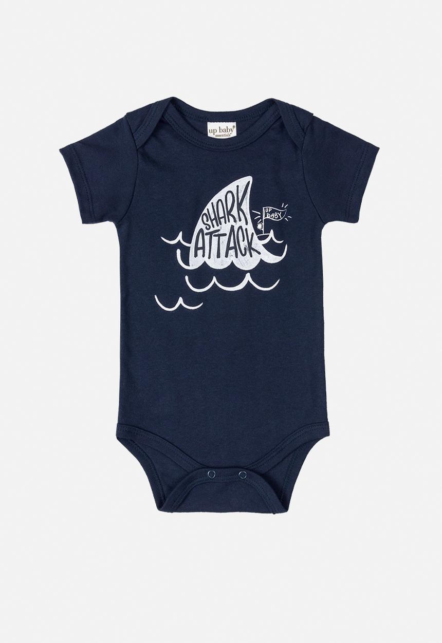 UP Baby - Boys printed short sleeve bodysuit - dark blue