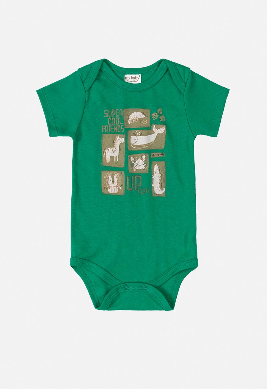 UP Baby - Boys printed short sleeve bodysuit - green
