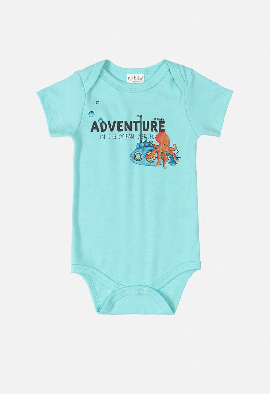 UP Baby - Boys printed short sleeve bodysuit - light blue