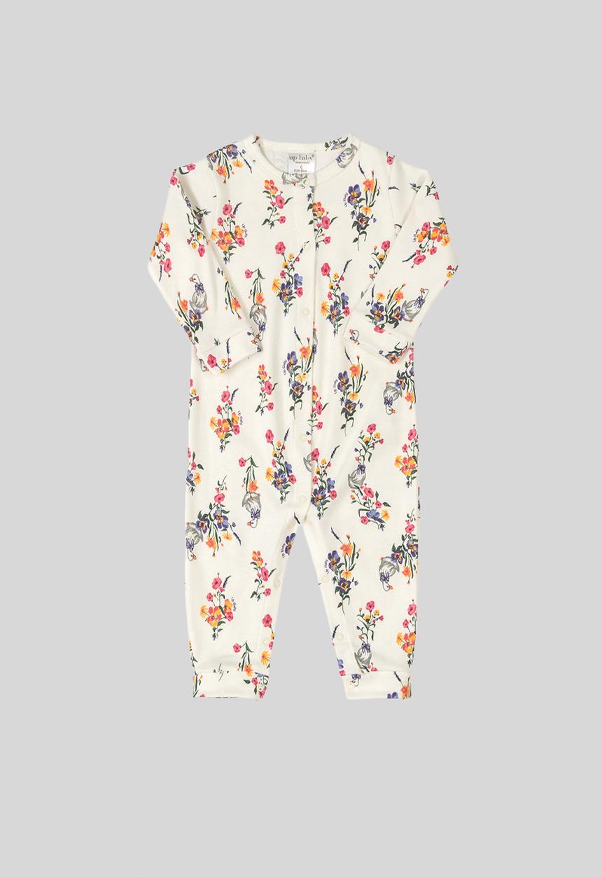 UP Baby - Soft jersey cotton long sleeve romper - white