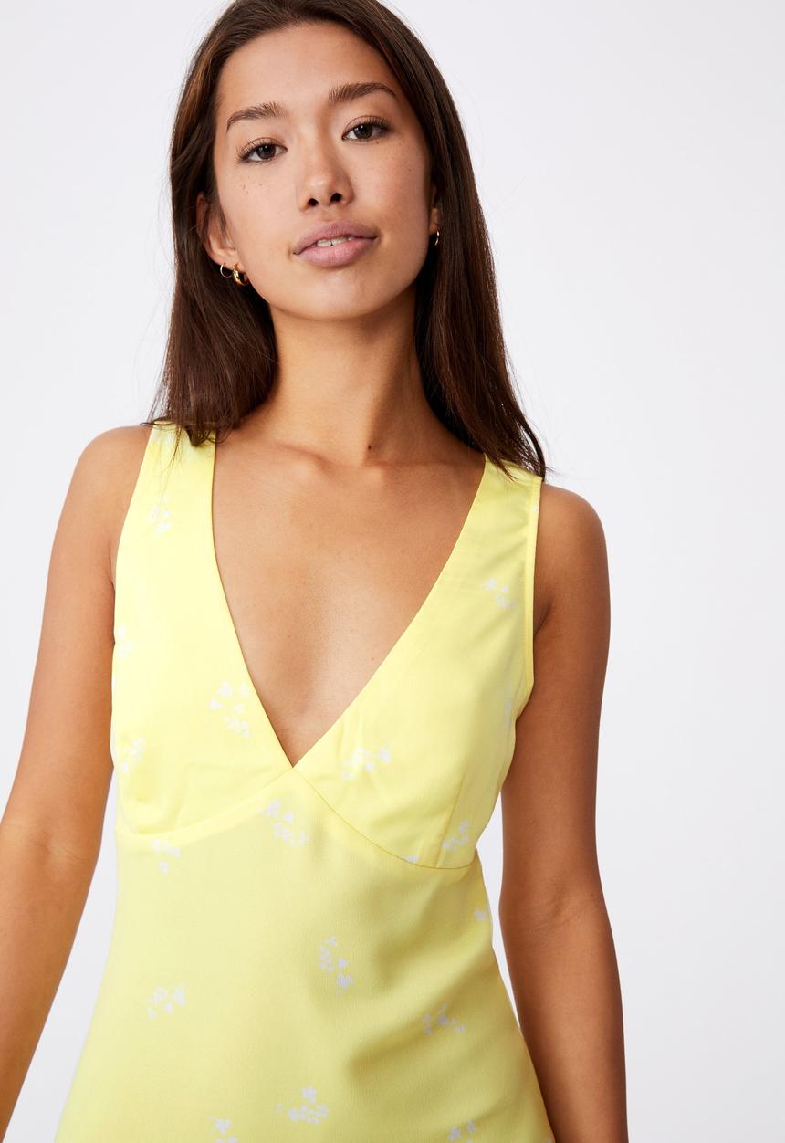 Factorie - Deep v mini dress - yellow 
