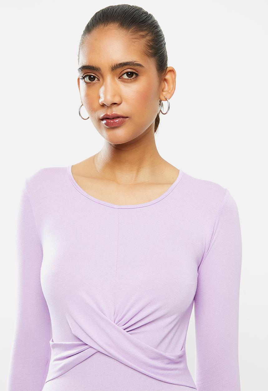 Blake - Wrap bodice mini dress- lavender fog