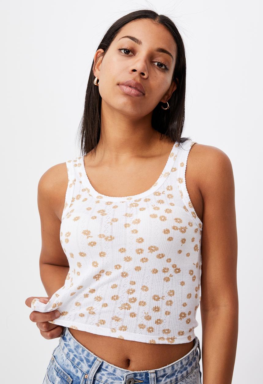 Cotton On - Little sister pointelle tank - white 
