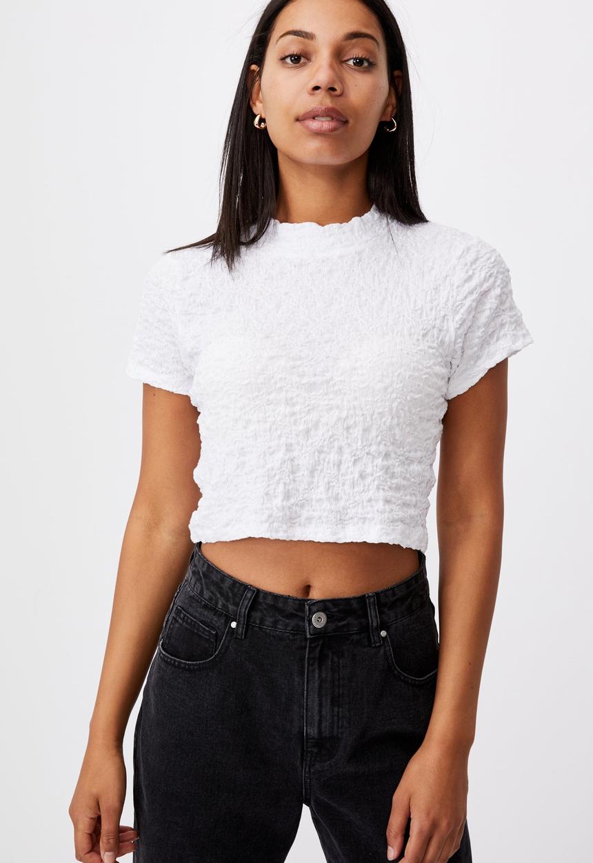 Cotton On - River mock neck short sleeve top - white