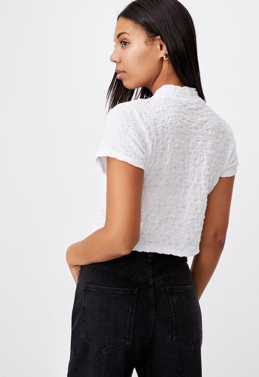 Cotton On - River mock neck short sleeve top - white