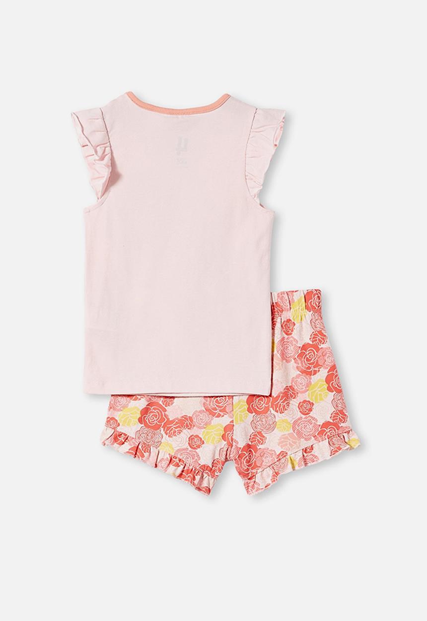 Cotton On - Stacey short sleeve flutter pyjama set - pink