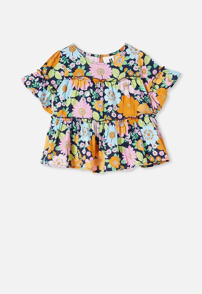 Cotton On - Frede short sleeve frill top - retro floral