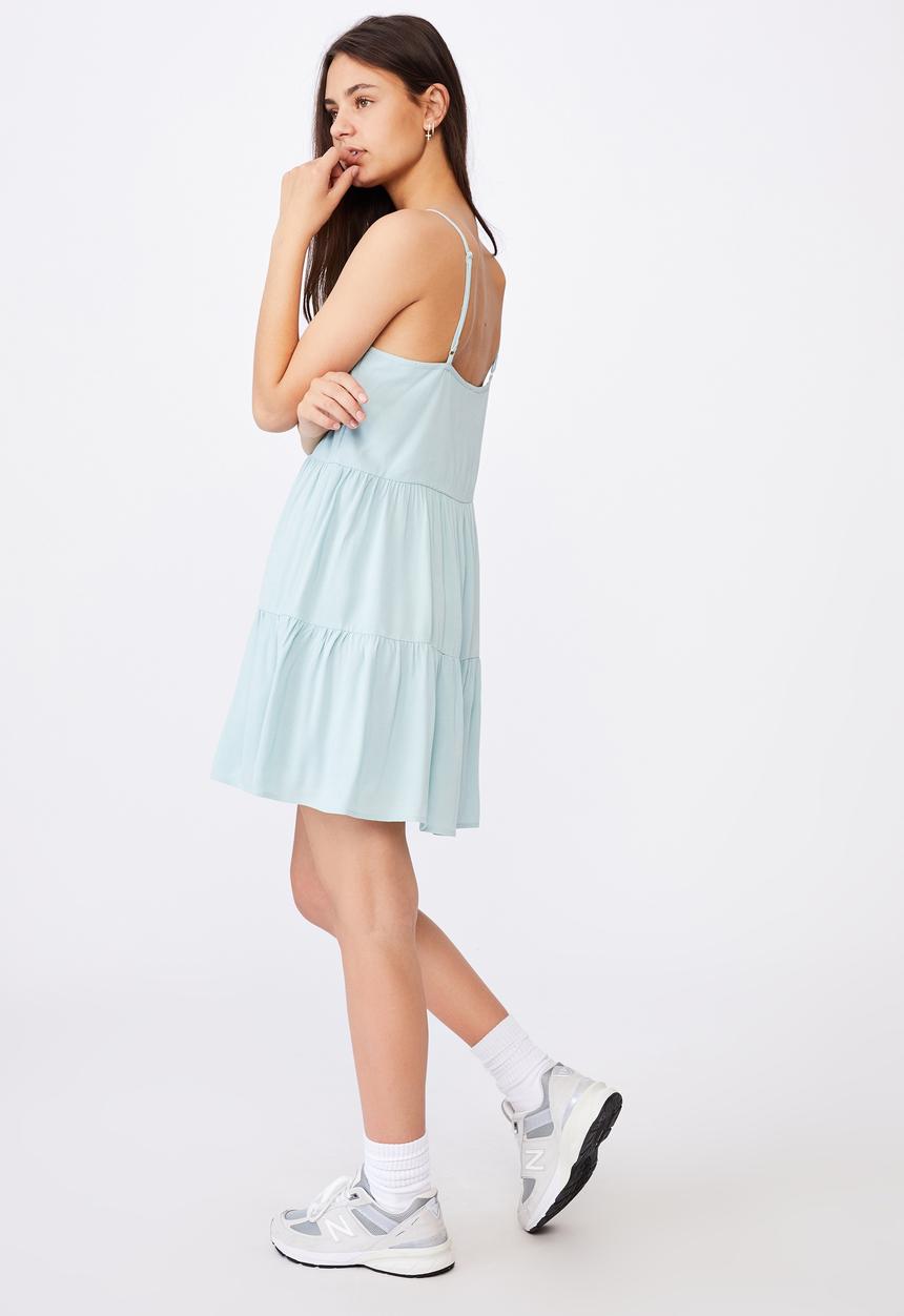 Factorie - Button tiered dress - light blue 