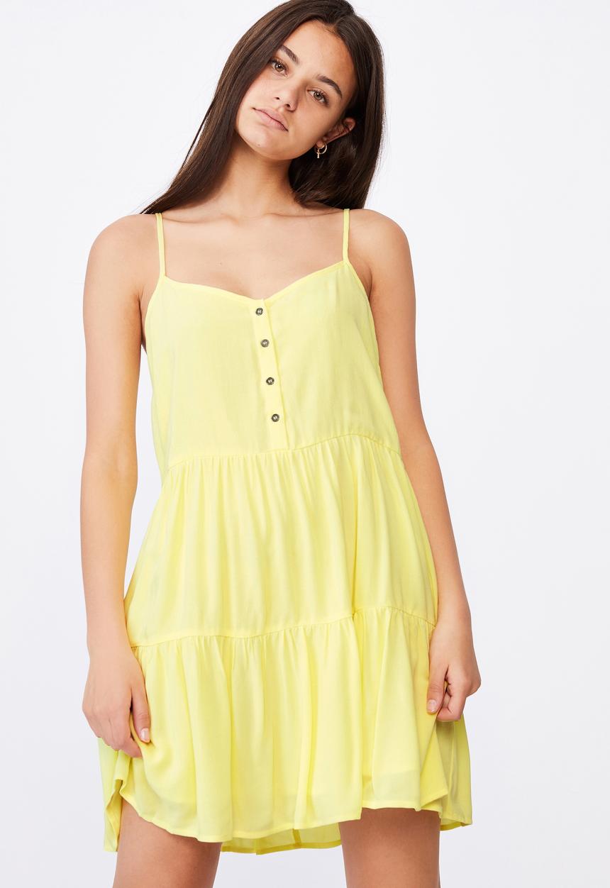 Factorie - Button tiered dress - yellow 