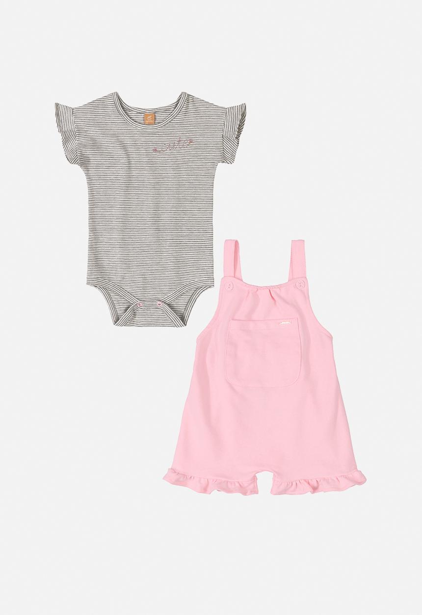 UP Baby - Bodysuit and jumpsuit set - grey & pink