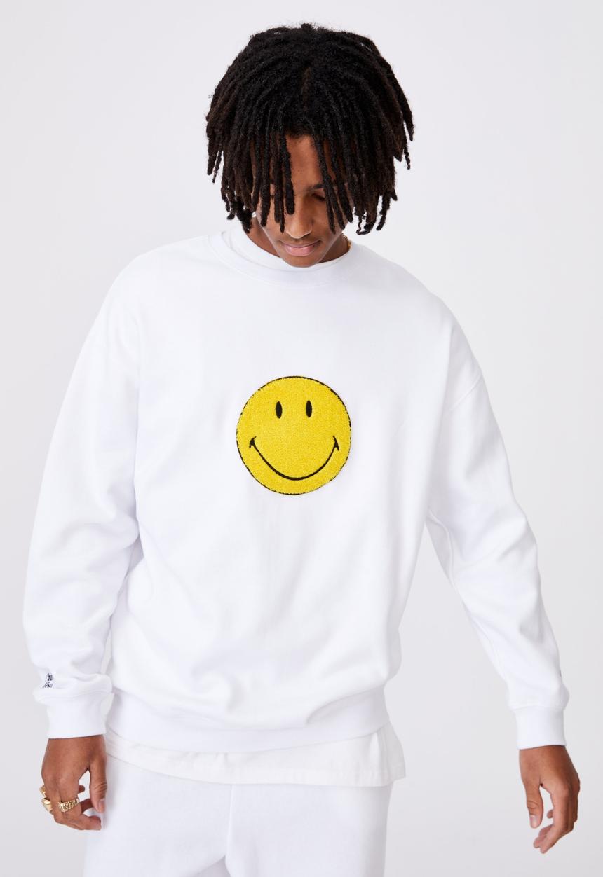 Factorie - Smiley os graphic crew - white