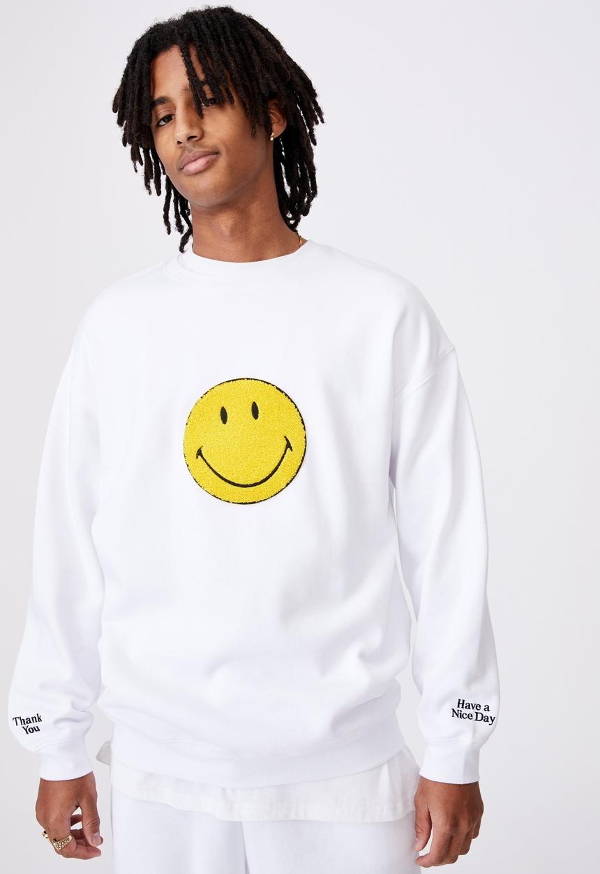 Factorie - Smiley os graphic crew - white