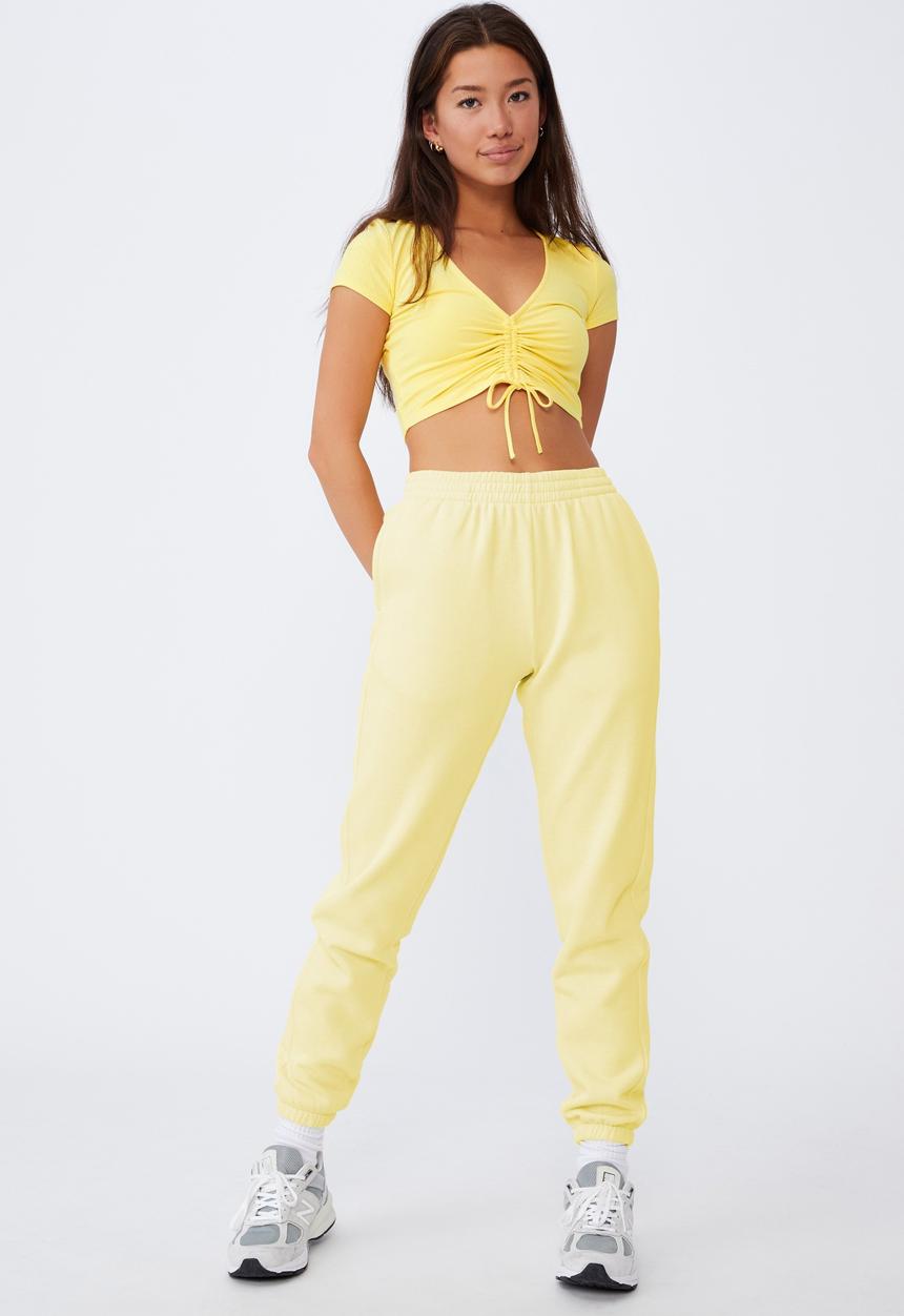 Factorie - Short sleeve pull front v neck top - limelight