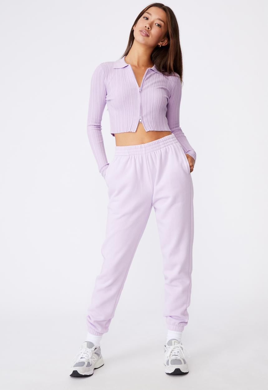 Factorie - Long sleeve collared crop cardi - lilac