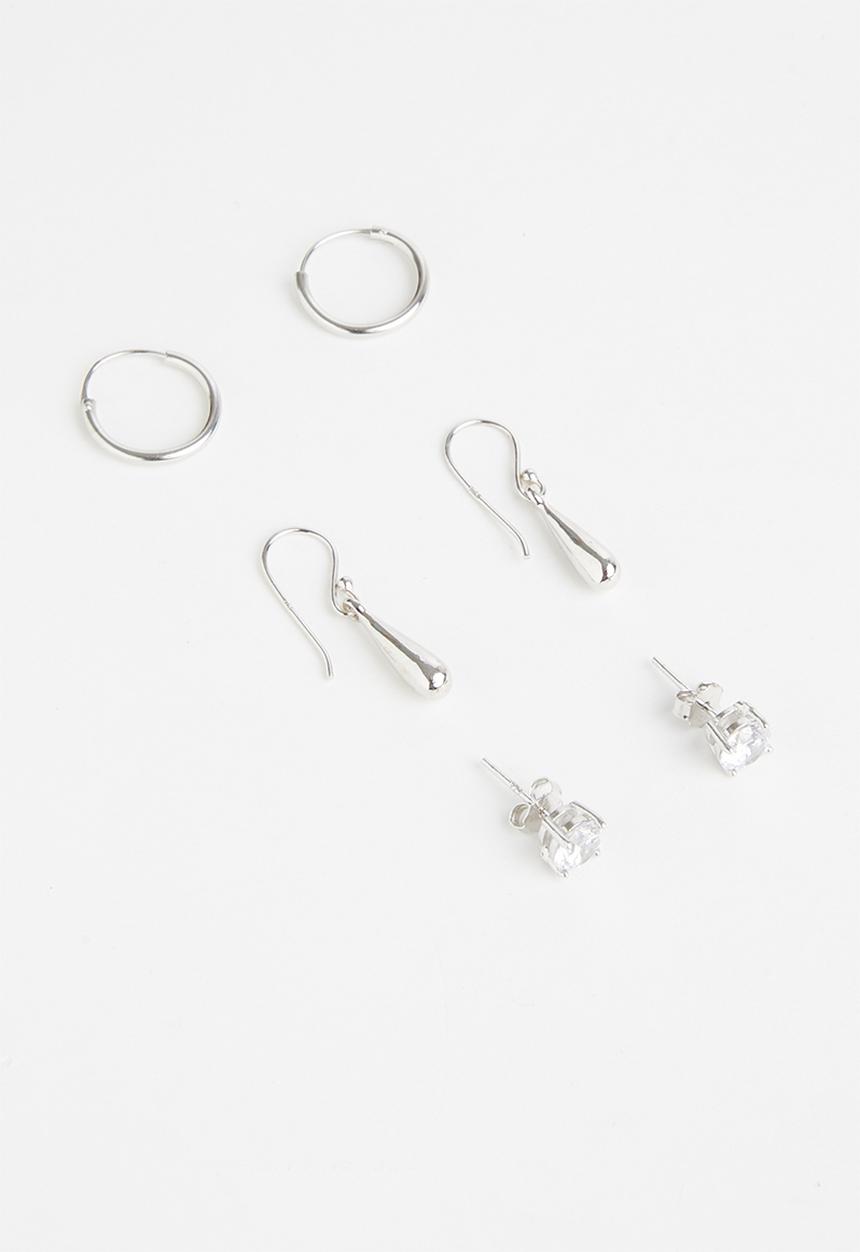 Superbalist - 3 Pack sterling silver earrings set - silver
