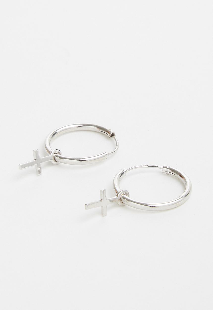 Superbalist - Sterling silver cross sleeper earrings - silver