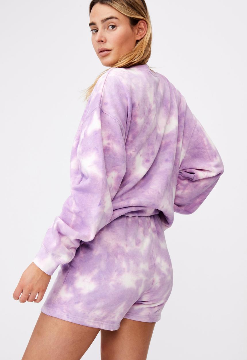 Factorie - Oversized graphic crew - lilac & white 