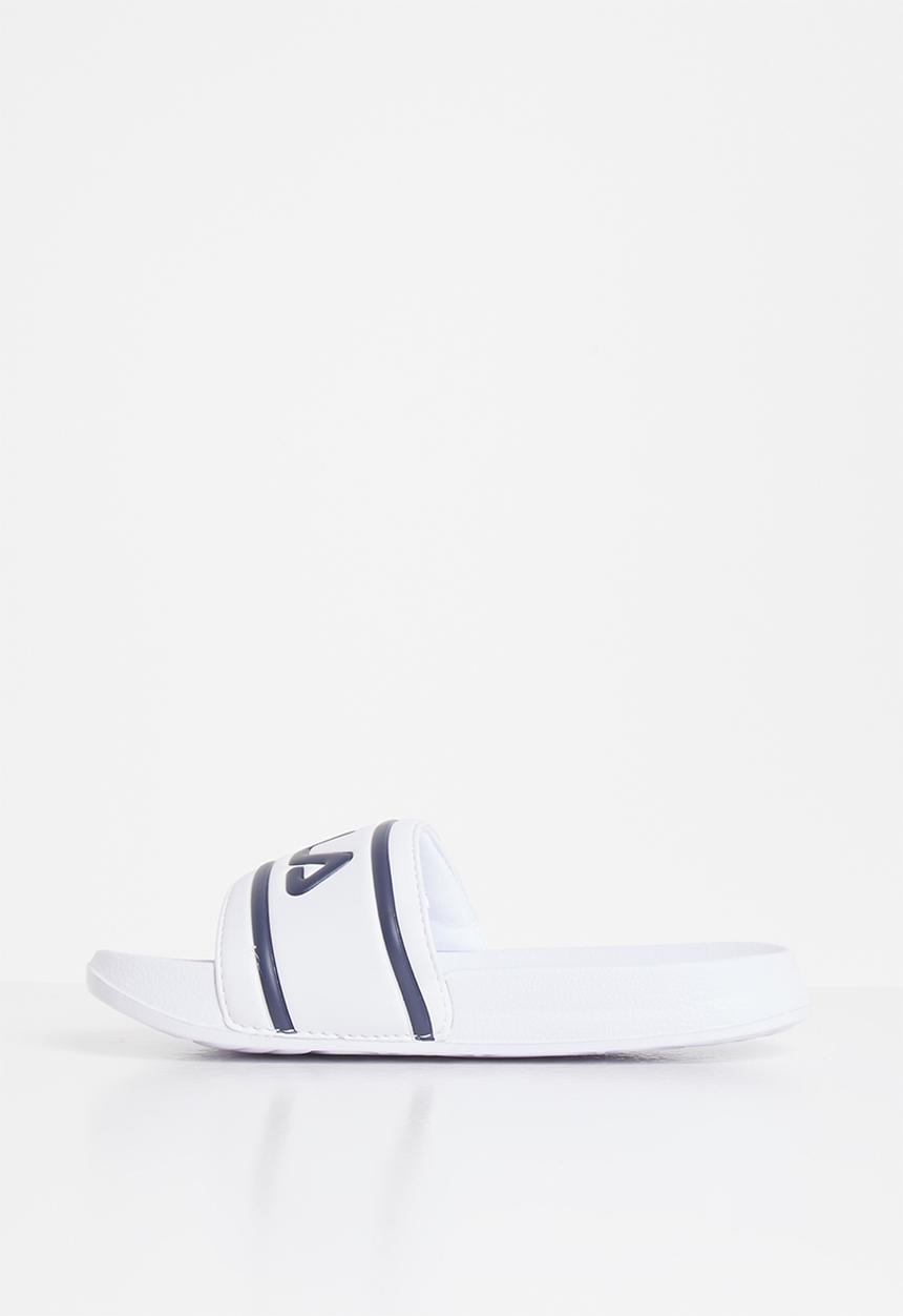 FILA - Deckle stripe slides - white & navy