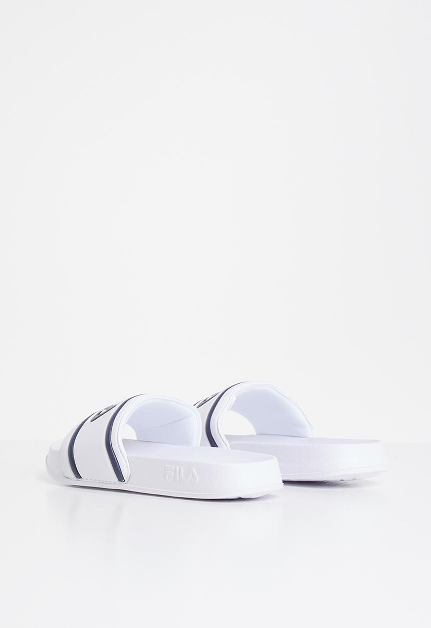 FILA - Deckle stripe slides - white & navy