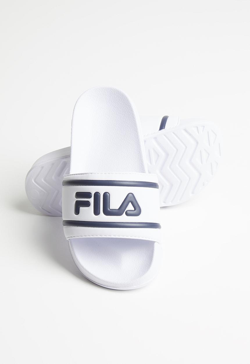 FILA - Deckle stripe slides - white & navy