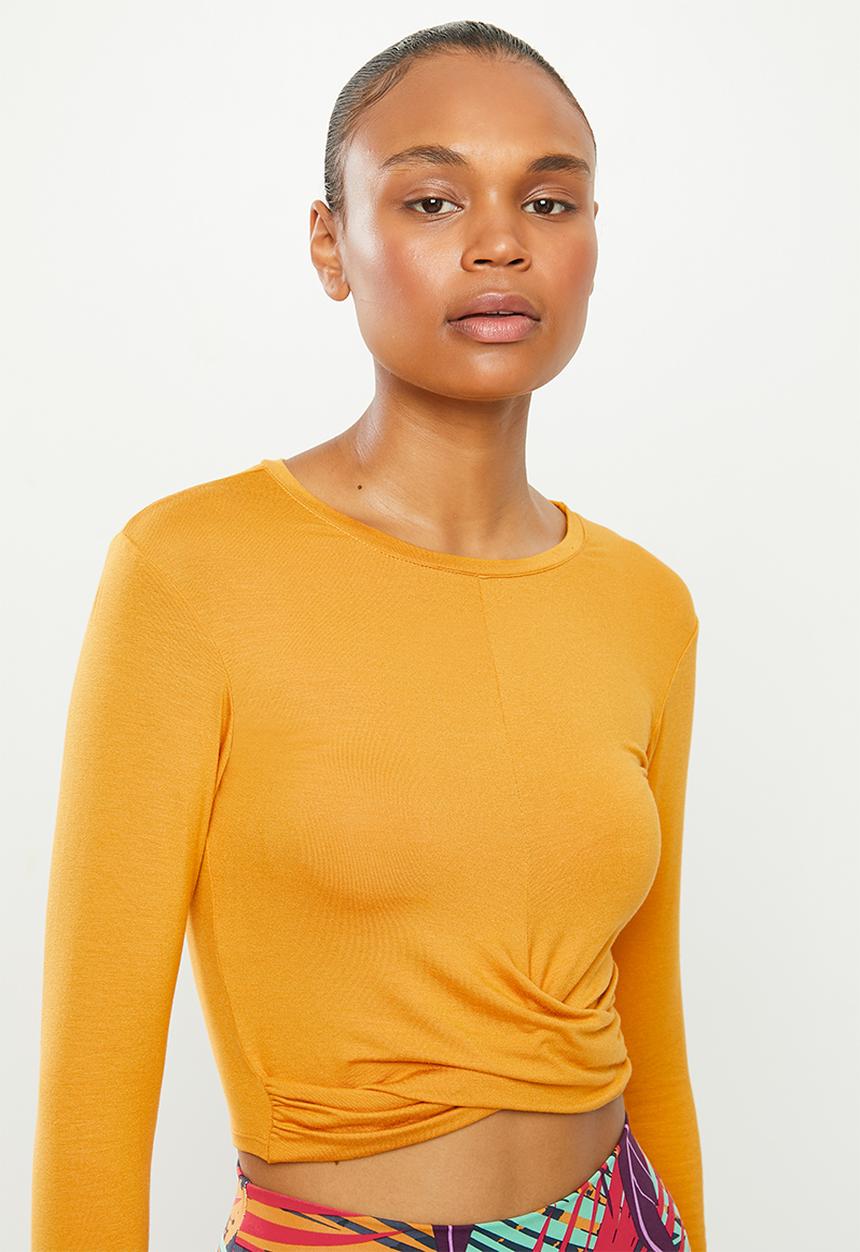 Fitgymwear - Twister long sleeve top - mustard