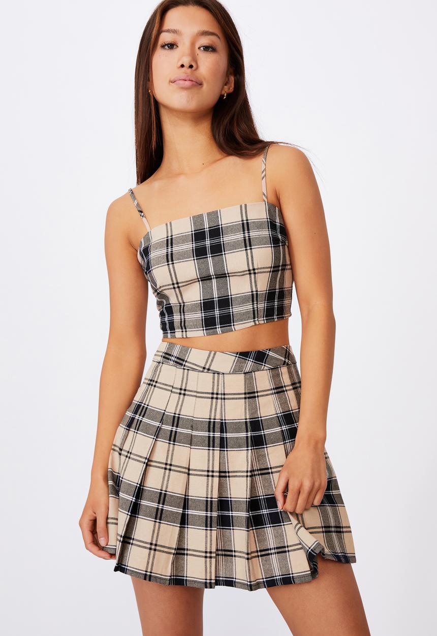 Factorie - Shirred co-ord top - neutral & black 