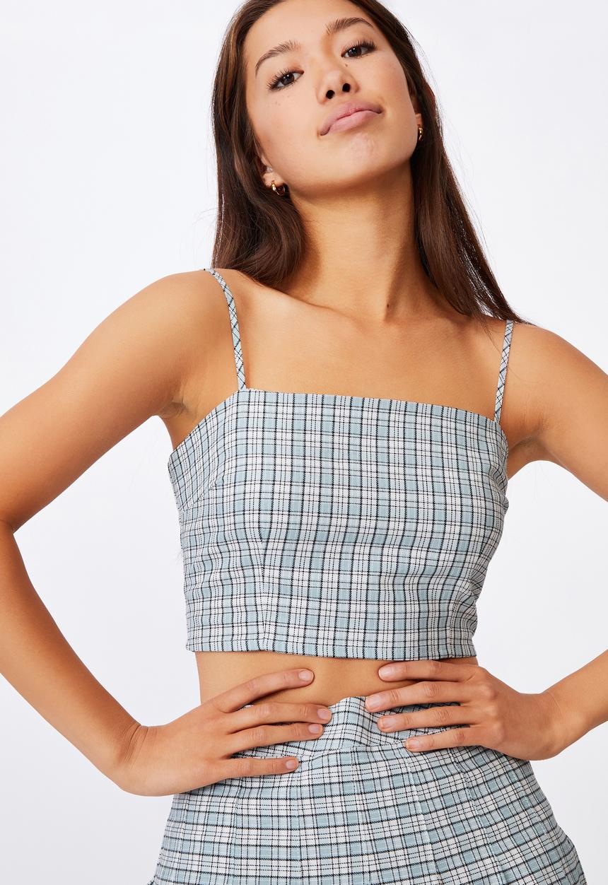 Factorie - Shirred co-ord top - light blue 