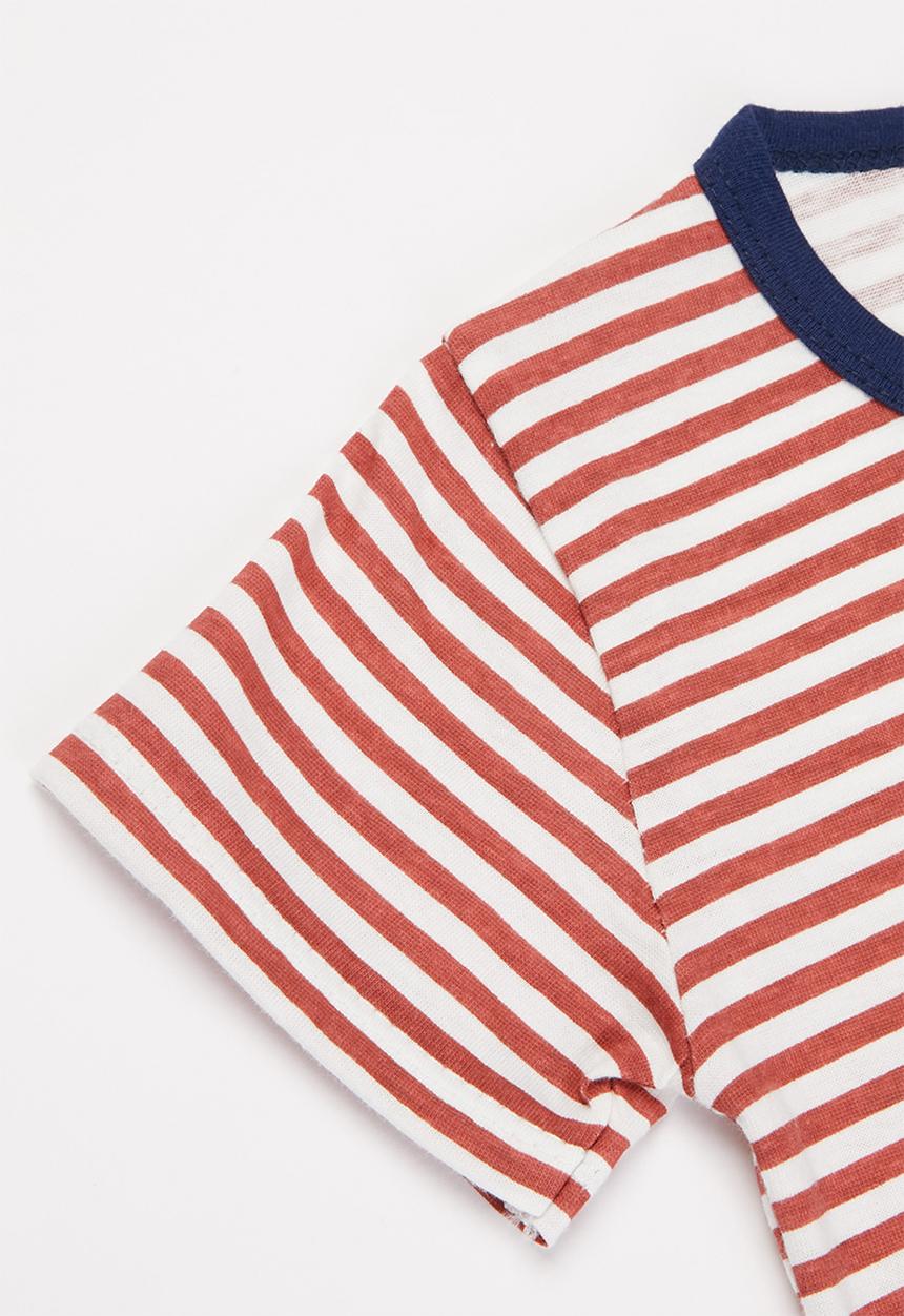 Pop Candy - Boys stripe tee - rust & white