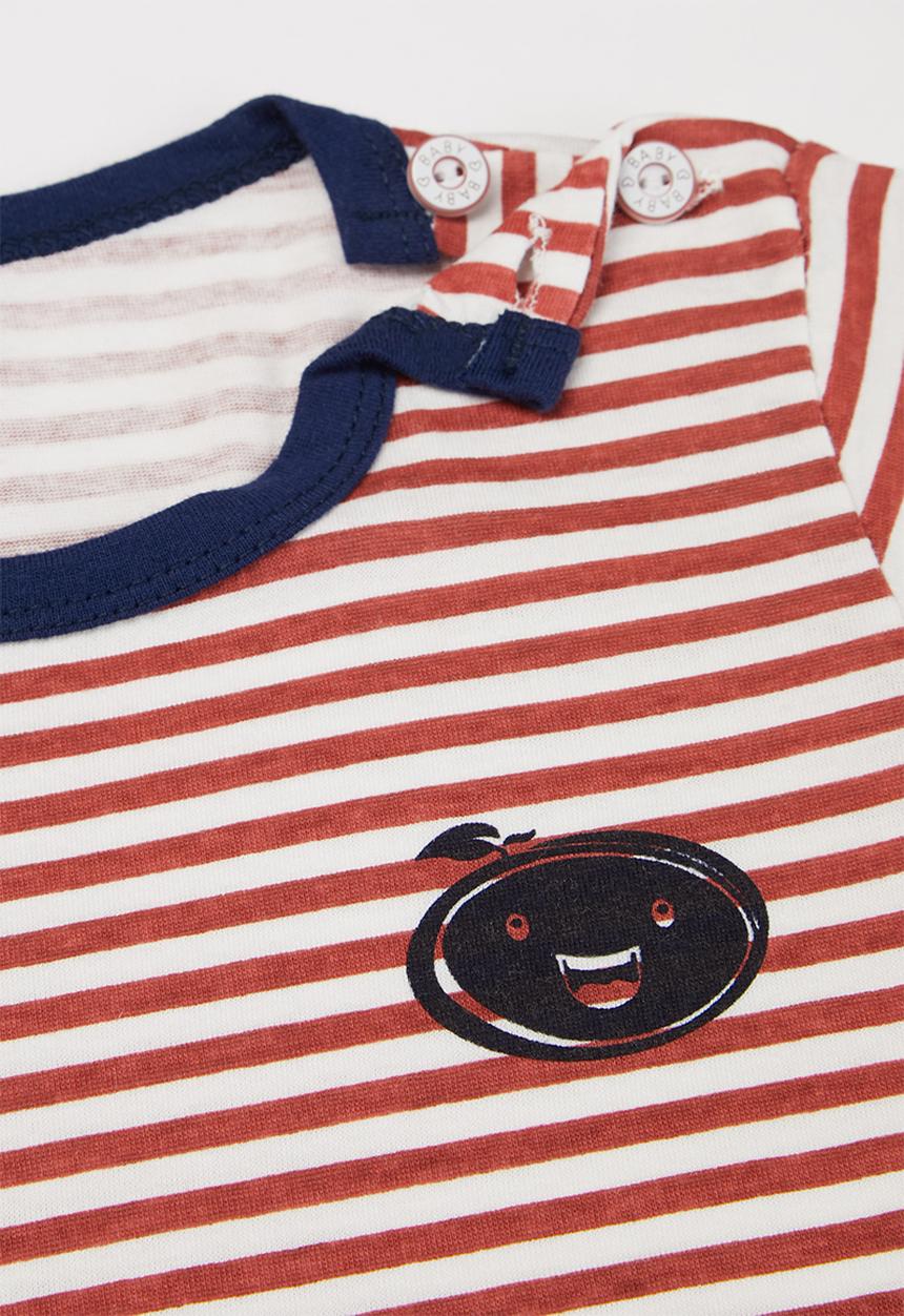 Pop Candy - Boys stripe tee - rust & white