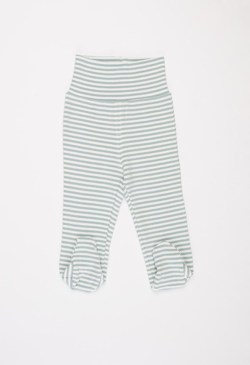 Pop Candy - Baby boys stripe footed  pants - grey & white