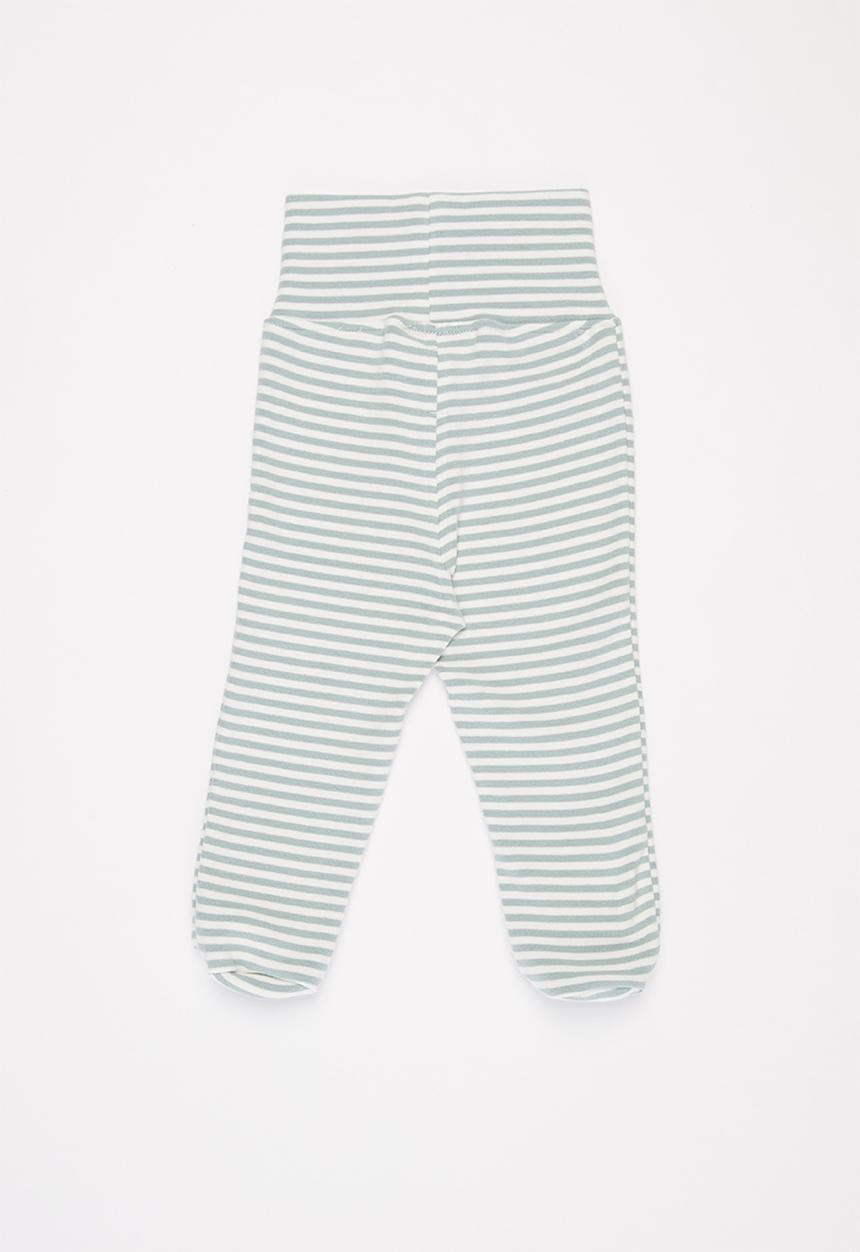 Pop Candy - Baby boys stripe footed  pants - grey & white
