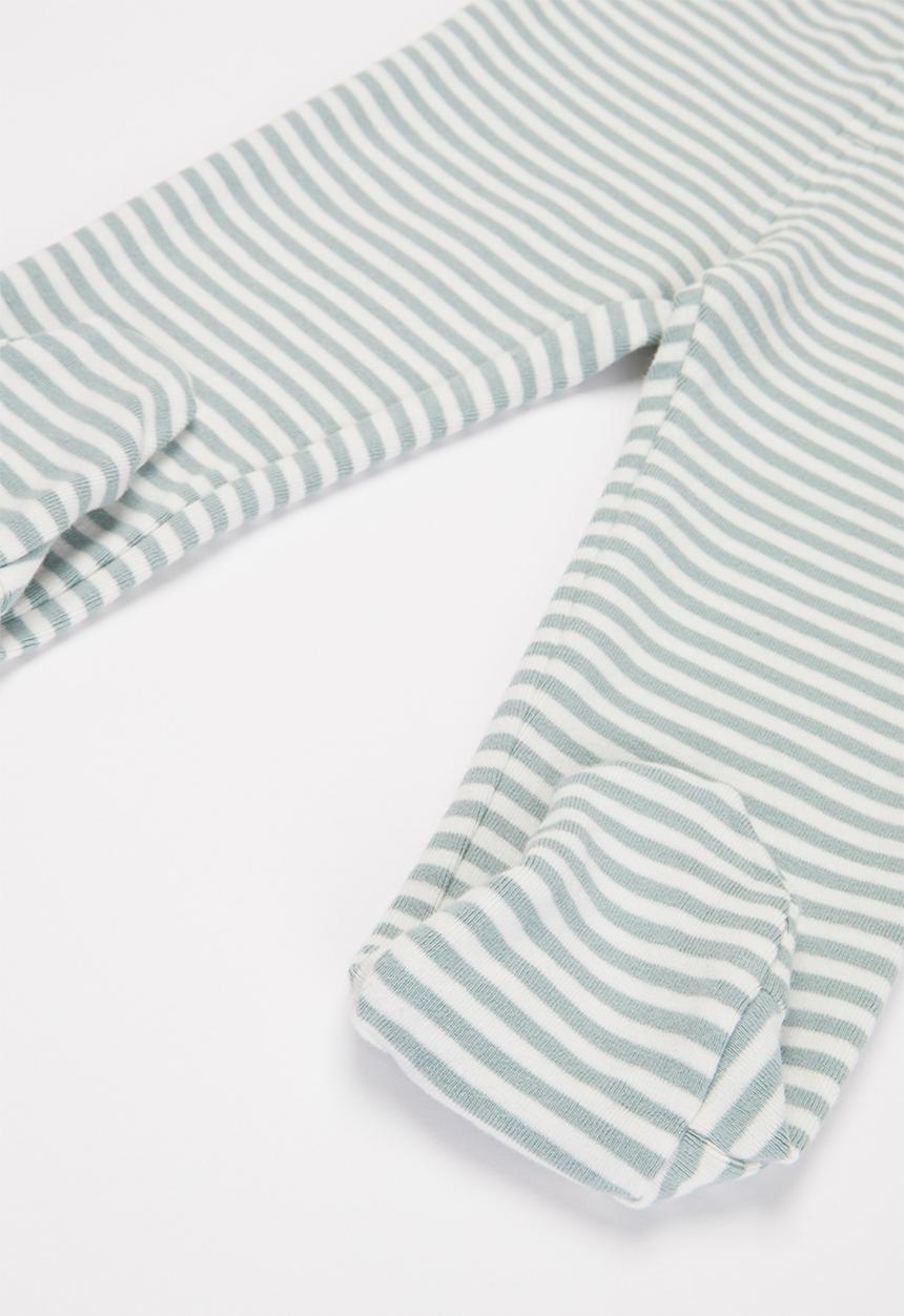 Pop Candy - Baby boys stripe footed  pants - grey & white