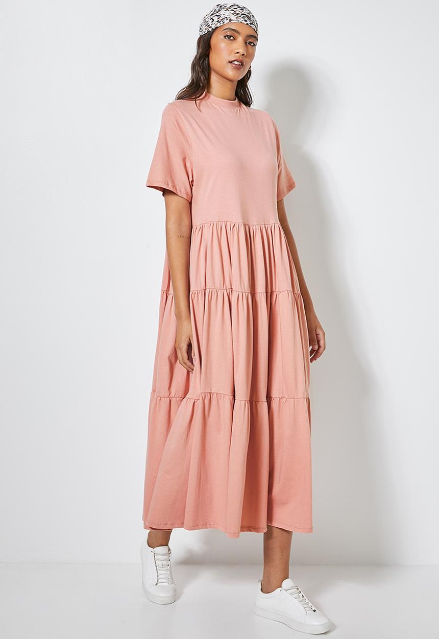 Superbalist - Tiered knit midi - pink