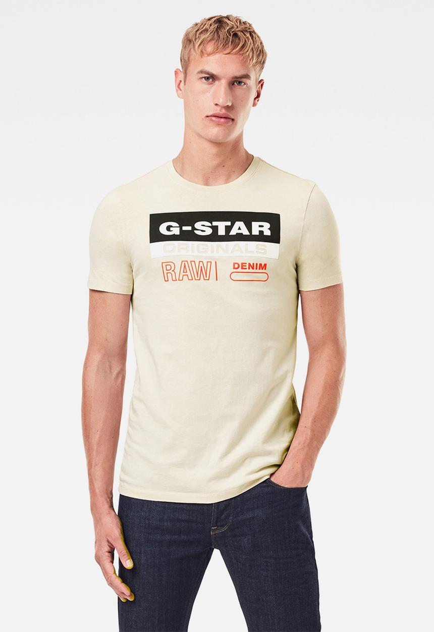 G-STAR - Originals label logo slim r short sleeve tee - whitebait