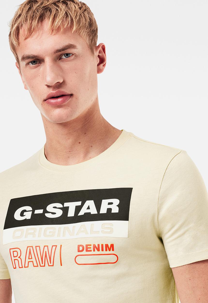 G-STAR - Originals label logo slim r short sleeve tee - whitebait