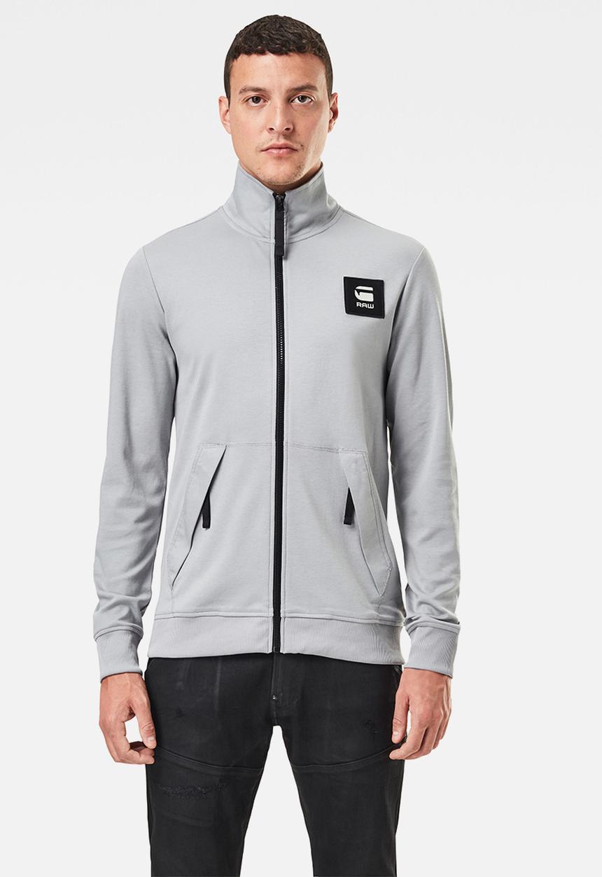 G-STAR - Zip through track tweeter long sleeve top - grey