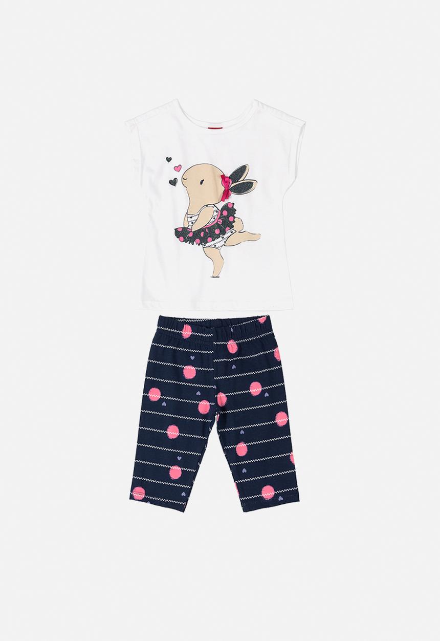 Bee Loop - Girls tee & 3/4 pants - white & navy