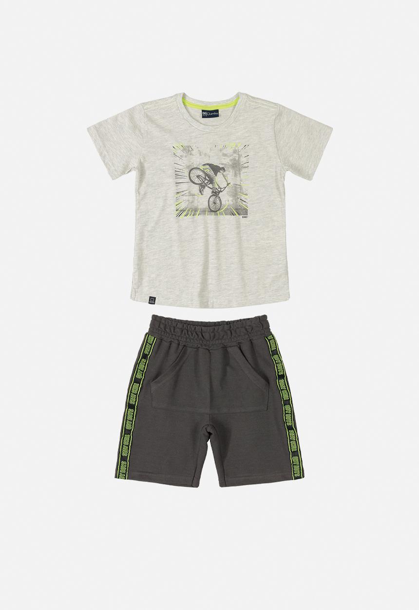 Quimby - Boys t-shirt & sweat shorts set - light grey