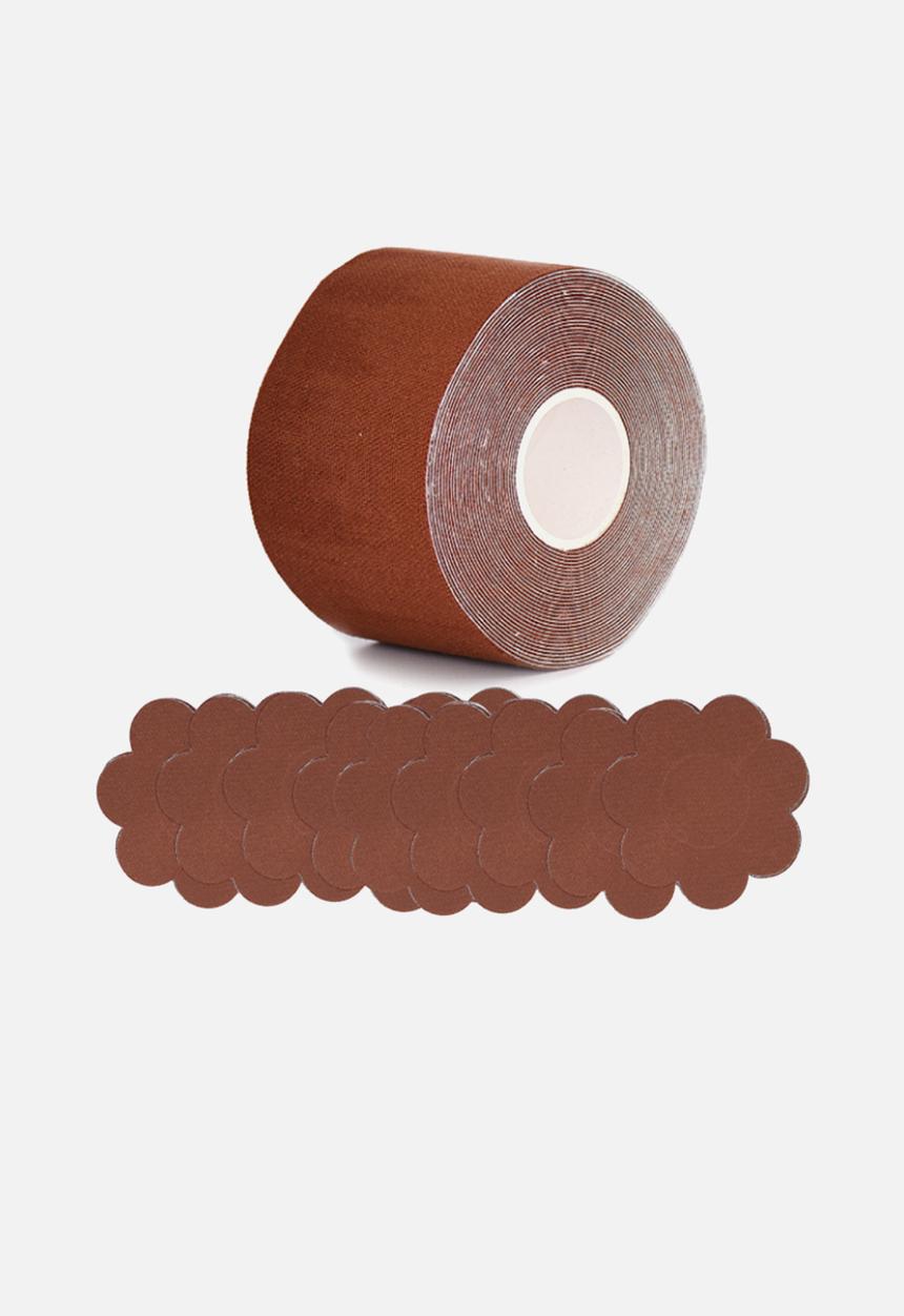 Up-Tape - Boob tape, matching 5 pair nipple pastie set - deep tan