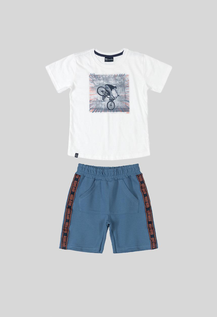 Quimby - Boys t-shirt & sweat shorts set - white/dark blue