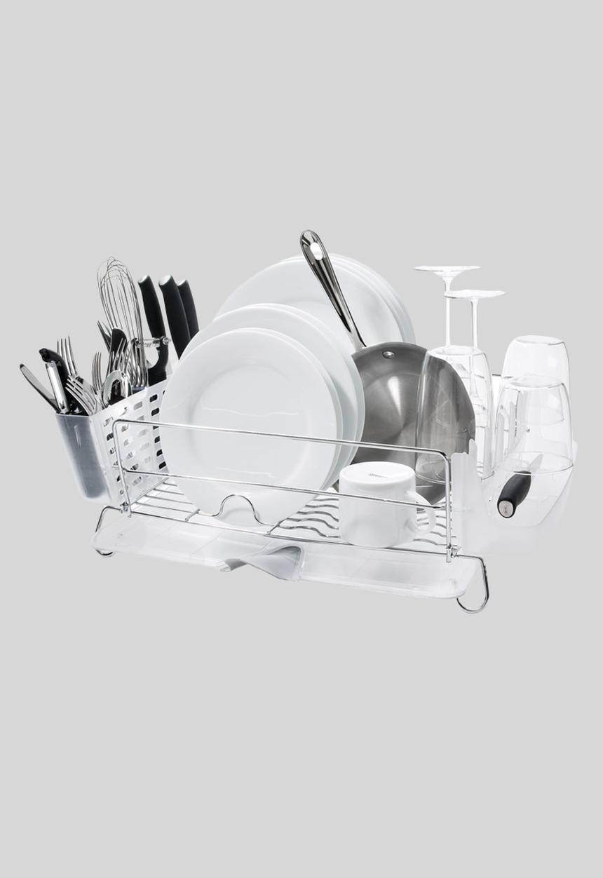OXO - Gg ss folding dish rack - white & grey