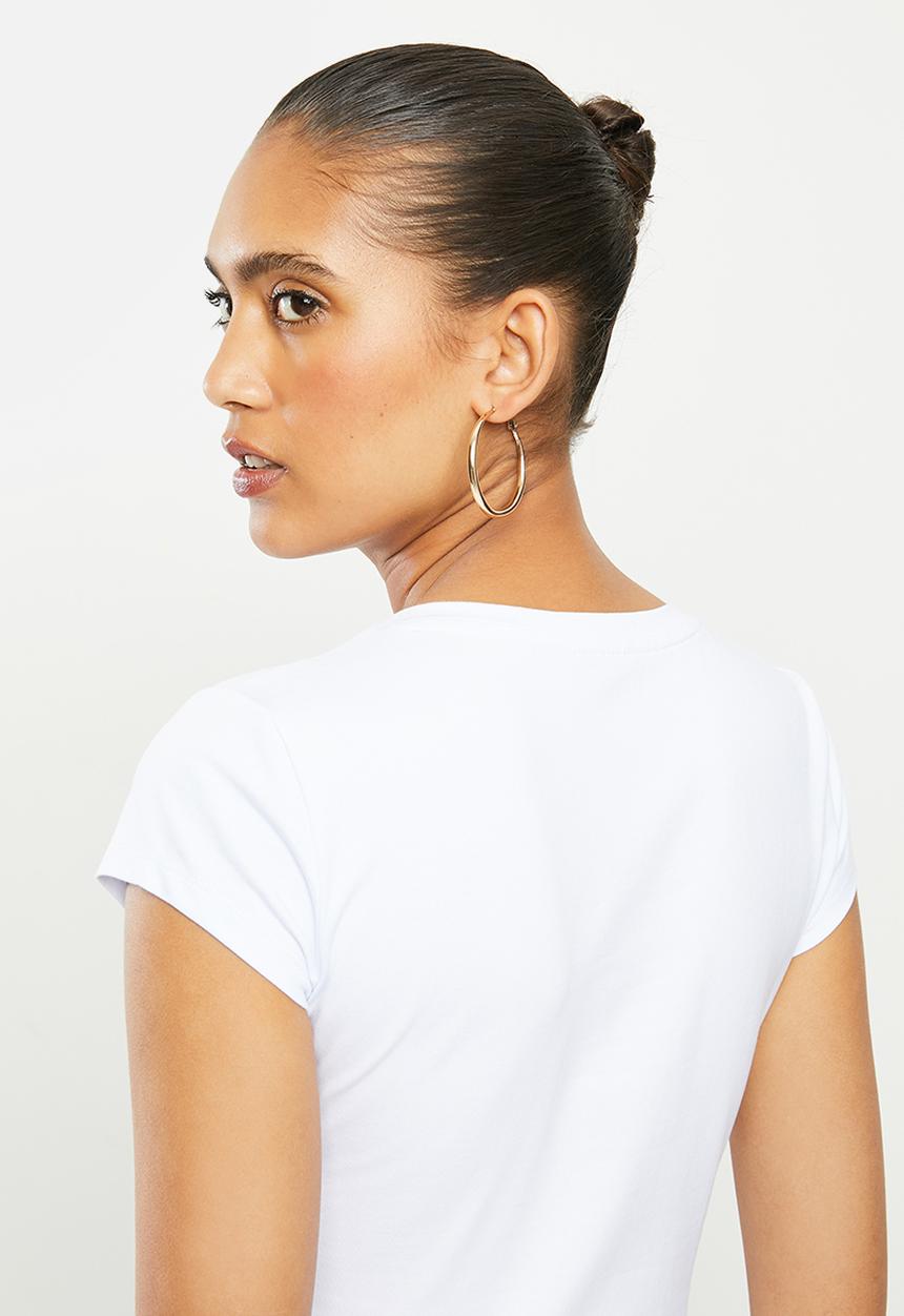 SISSY BOY - Panu: round neck logo with all over bling - white