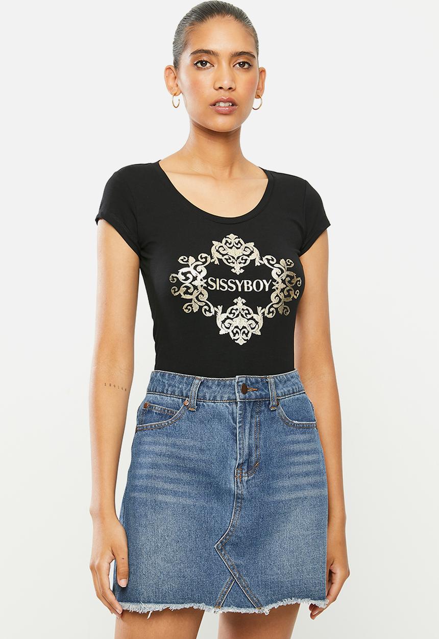 SISSY BOY - Paray: one up tee with mixed logo - black