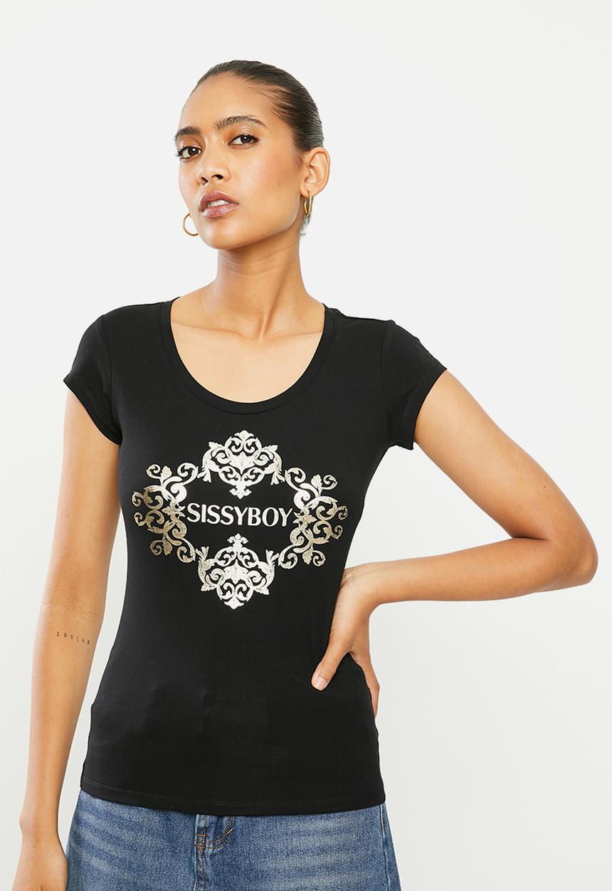 SISSY BOY - Paray: one up tee with mixed logo - black