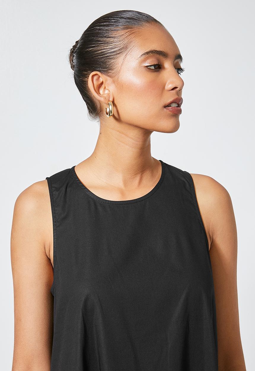Superbalist - Cotton trapeze midi - black