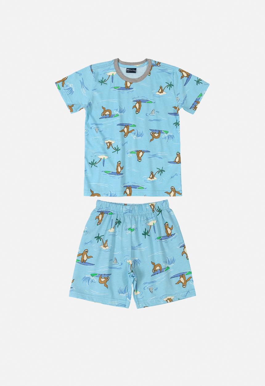 Quimby - Boys t-shirt & shorts pj set - light blue