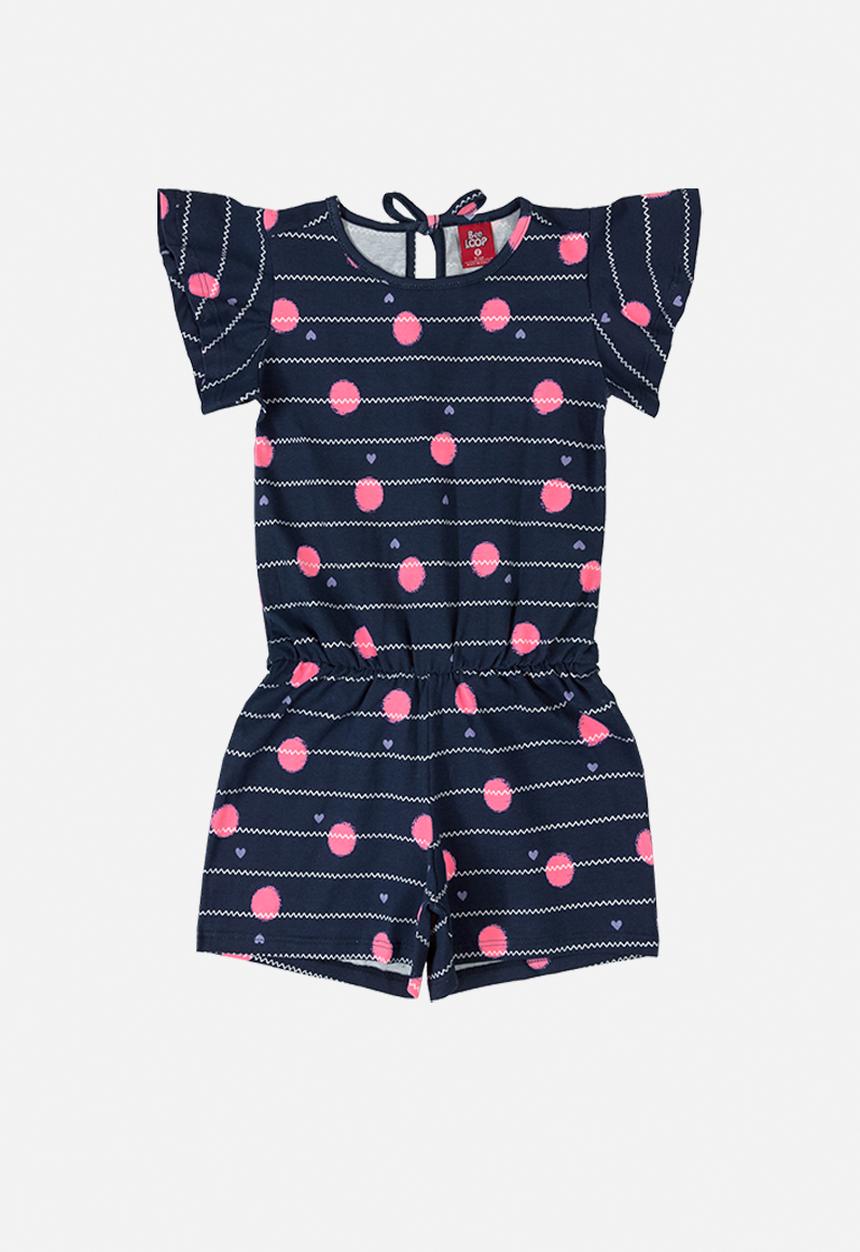 Bee Loop - Girls stripe playsuit - navy