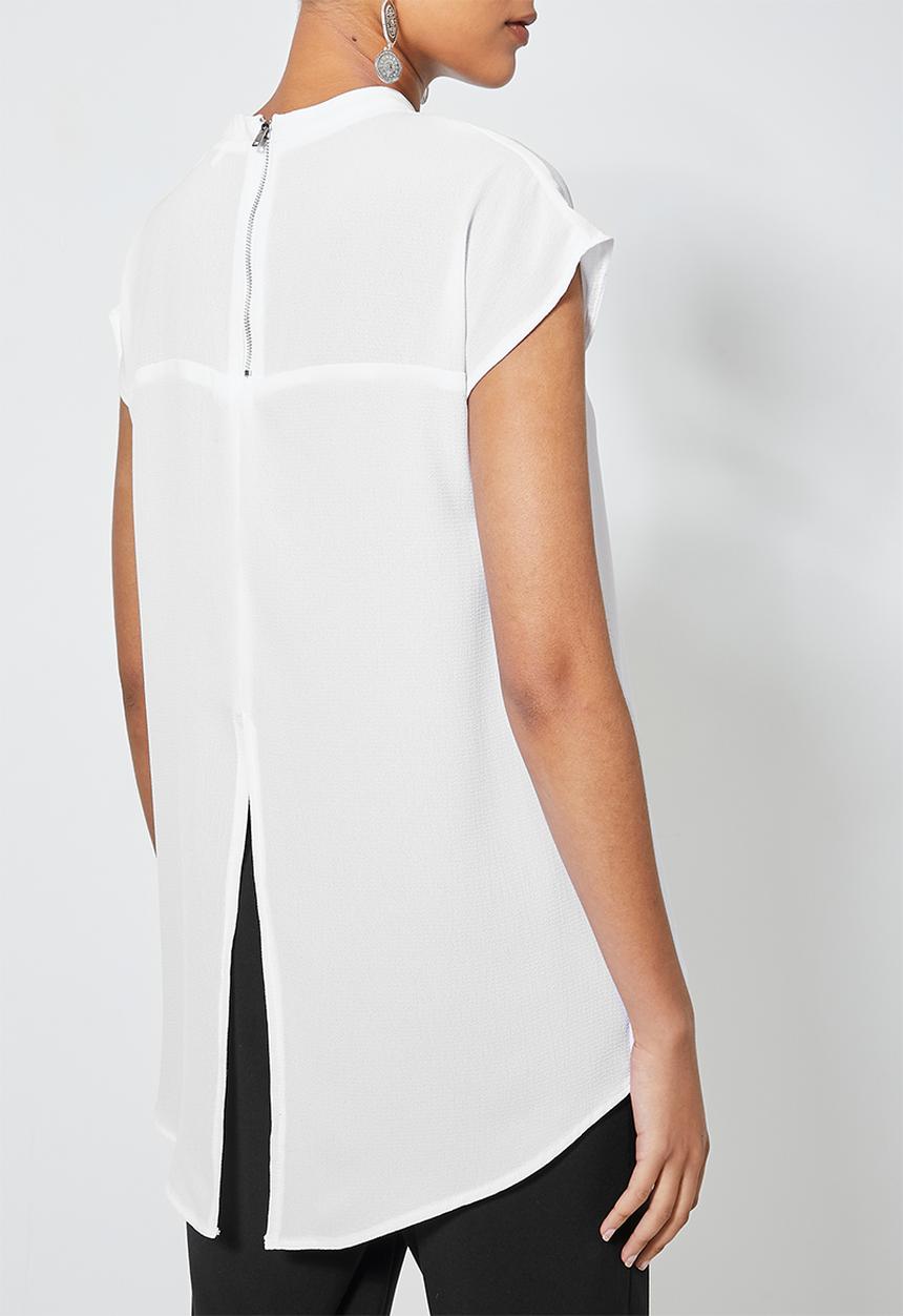 Superbalist - Grown on sleeve longline shell - white